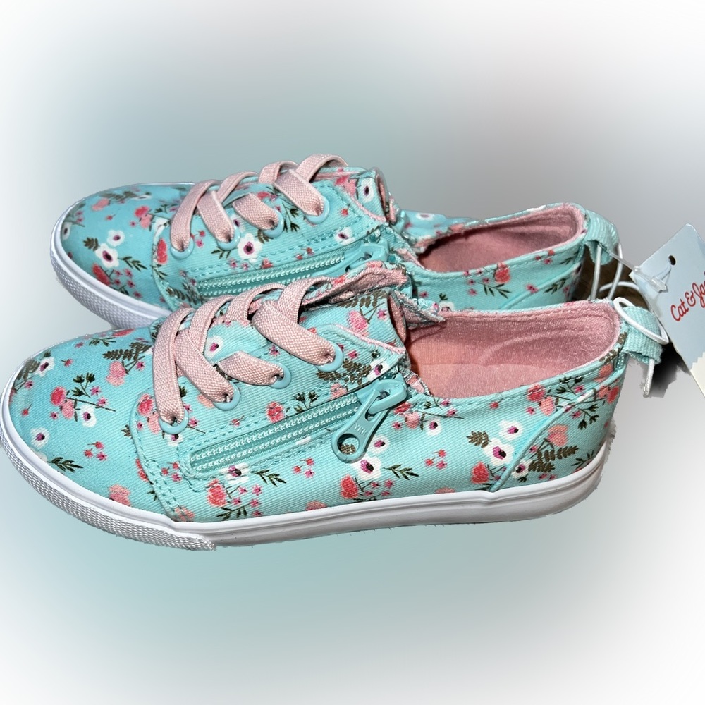 BRAND NEW - with tags - Cat & Jack Teal Floral Kids shoes - Size 11